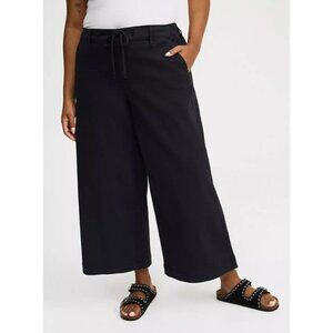 Torrid Weekend Wide Leg Ankle Crop Plus Size 3X Black Elastic Waist Denim Pants